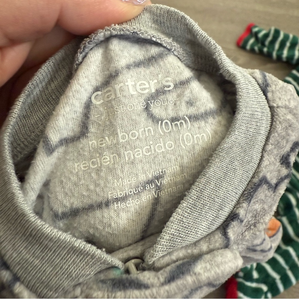 3 Baby Footed Pajamas Santa, Dinos, Blue Size Newborn - Picture 6 of 7